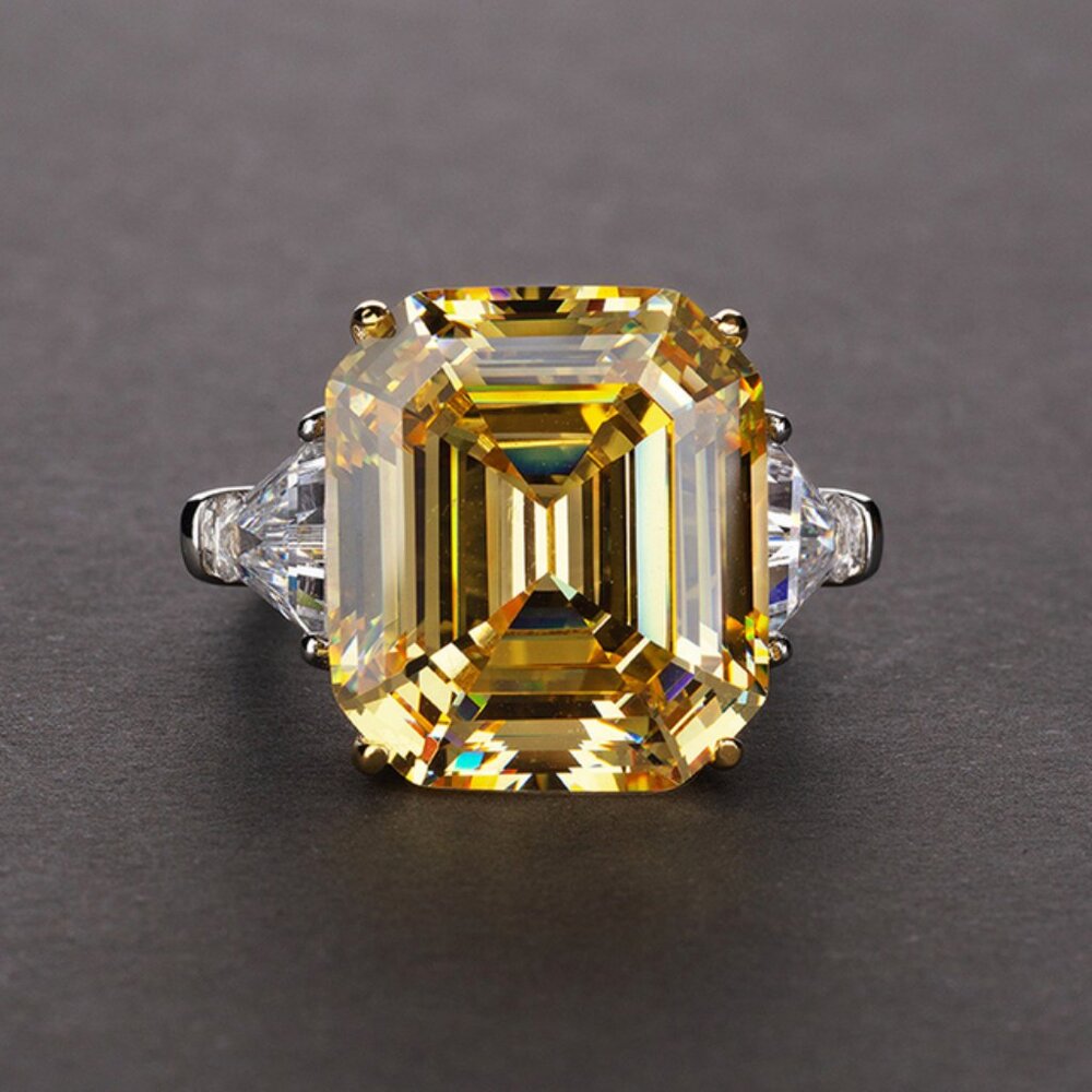 Sparkling 27 Carats Created Moissanite Wedding Rings 925 Sterling Silver